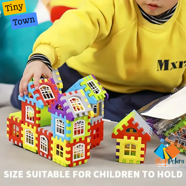 Interlocking Building Blocks Puzzle, Colorful Plastic Toy House for Kids, Educational Smart Development Blocks, Portable Square Shapes, Mixed Colors, Unlocking Disassembly Game - Image 2