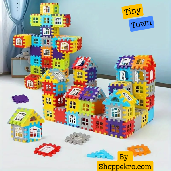 Interlocking Building Blocks Puzzle, Colorful Plastic Toy House for Kids, Educational Smart Development Blocks, Portable Square Shapes, Mixed Colors, Unlocking Disassembly Game - Image 3